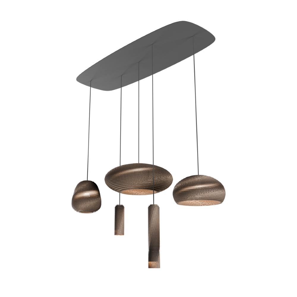 Think Paper Natural Groups Black 1100 kartonnen hanglamp Ø 9cm - TP-NG1-BK1100